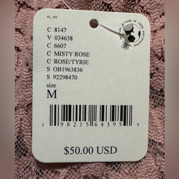 Free People All Day Lace Sleep Capri Misty Rose , SZMed Loungewear Lace NWT - Picture 6 of 9